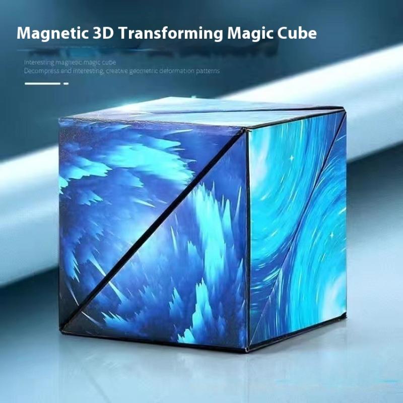 1ks Magnetické měnitelné kostky Magnetické kostky Magnet Fidget Antistres Flip Kubické puzzle Hračky Kouzelná nekonečná kosmická kostka