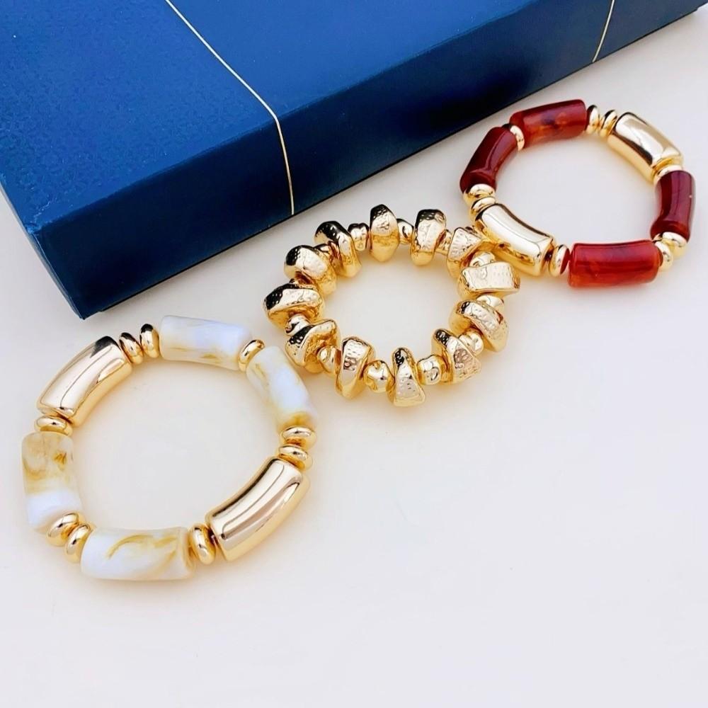 Acryl Perlenarmband Set Unregelmäßiges Perlen Handgelenkband Kreatives Mehrschichtiges Armband Damen