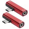 2Pcs 2 in 1 TypeC to 3.5mm Assist o Cable Wire Charger Headset Distributor Adapter(rouge )