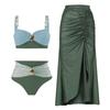 2025 Gold-Plated Color Block High Waist Bikini for Women
