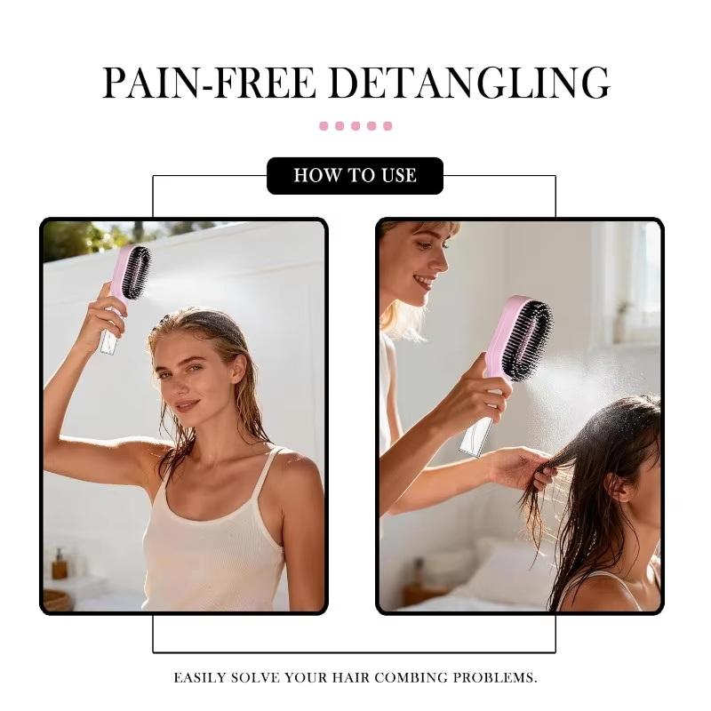2In1 Sprayer Comb Detangling Scalp Massage Hairbrush With Spray Bottle Essential Oil Water Mist Spray Brush Anti-Static Summer