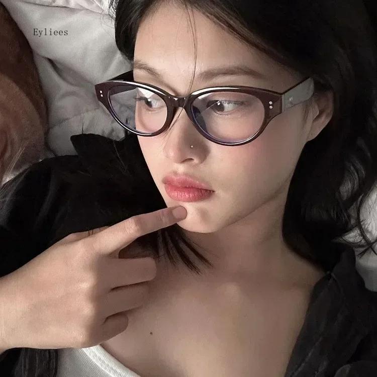 Ladies Near Sight Eyeglasses Fashion Cat Eye Frames Myopia Spectacles Anti-Blue Light Optical Grade Prescription Minus Eye Spectacles 0 To -4.0