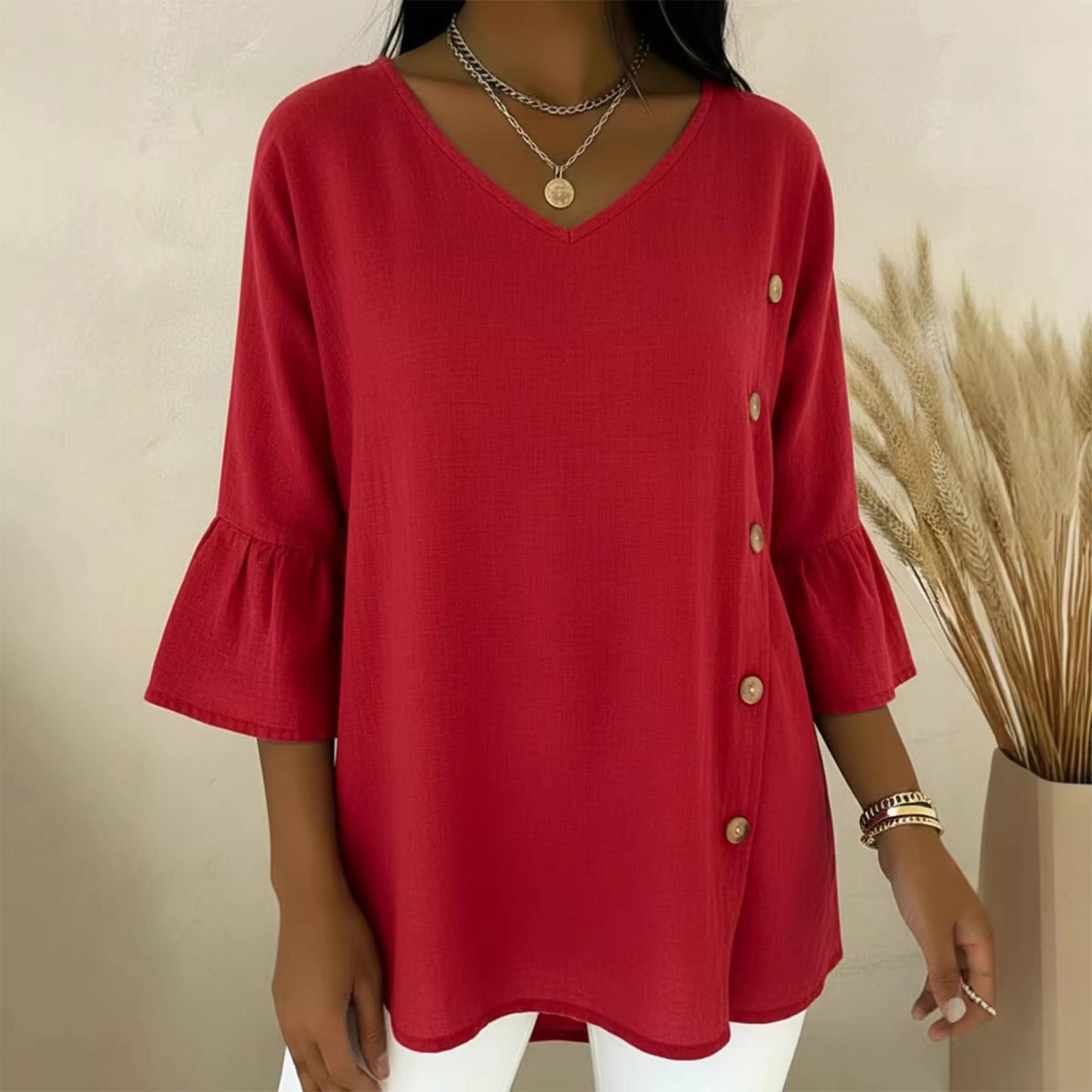 

Women s Fashionable Casual -color Top M червоний