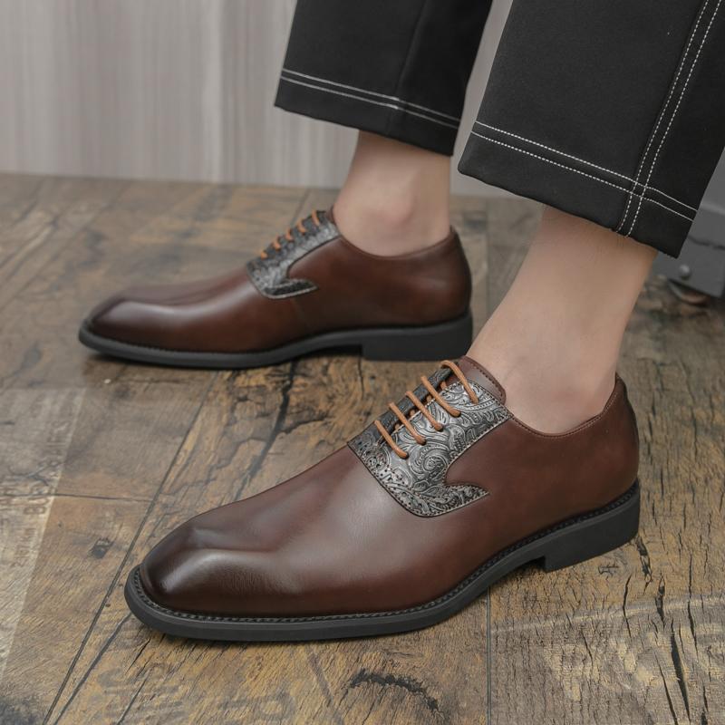 

Fashion Classic Men Fashionable Formal Leather Shoes Men Lace-up High-end Business Office Leather Shoes Wedding Banquet Shoes Men 38 коричневый