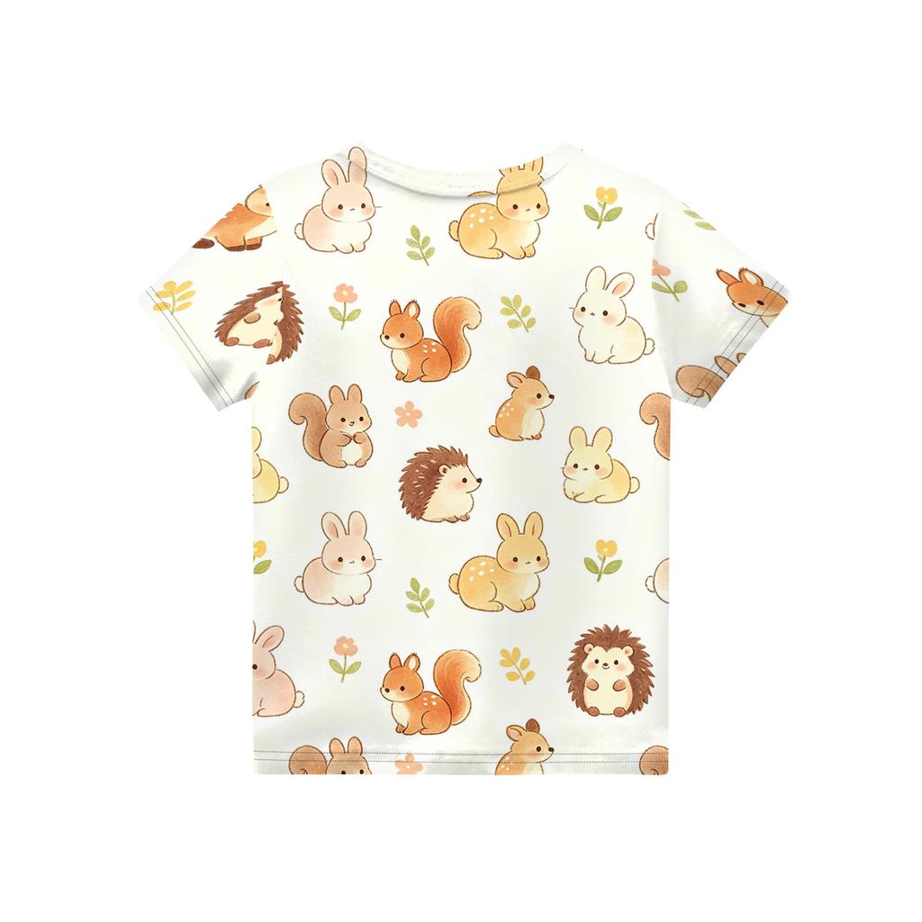 Kids Animal Print Crew Neck Short Sleeve T Shirt Casual Loose Fit Top Soft Comfortable Fabric Suitable for Everyday Wear