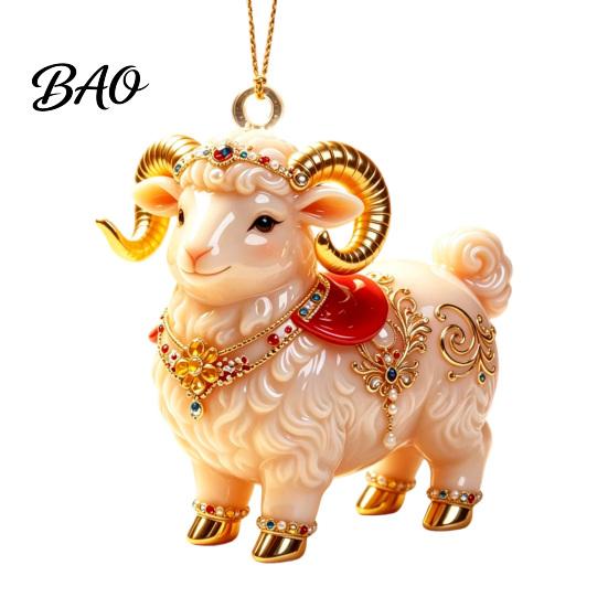 Seasonal Party Favors 2D Flat Christmas Sheep Hanging Ornament with Lanyard, Acrylic Xmas Ornaments Tree Pendant for Home Festive Decor And
