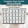 Gelenkschmerzlinderung Übungen 3 Stück Stuhl Tai Chi Übungsplakat Set Sitzendes Training Senioren Selbstpflege-Tabelle für Senioren Geringe Belastung Gleichgewicht Kraft