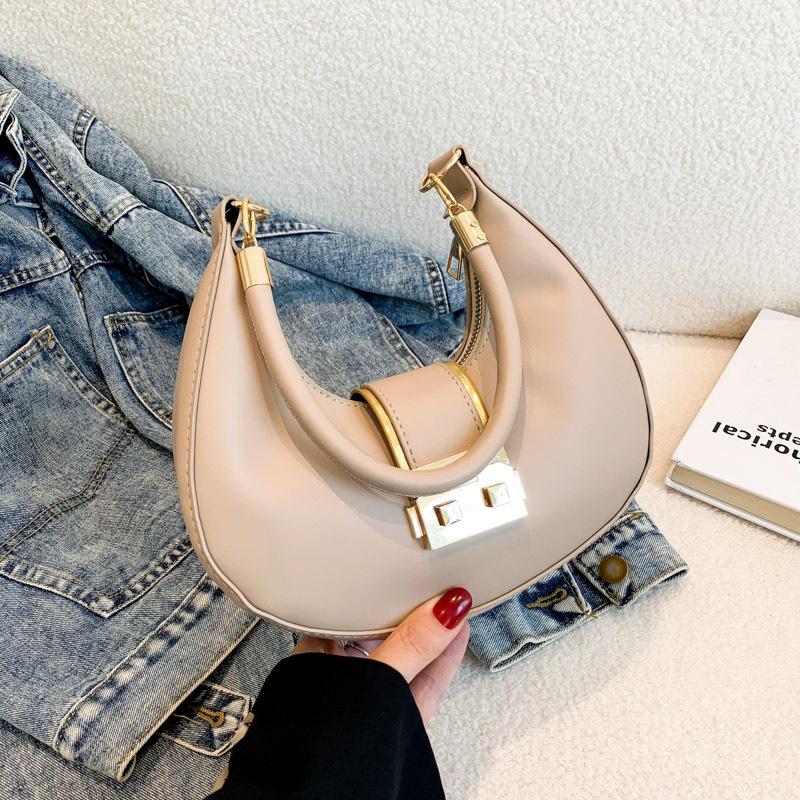 Simple and Fashionable Underarm Women's Bag with Unique Design for Commuting, Single-shoulder Crescent-shaped Bag