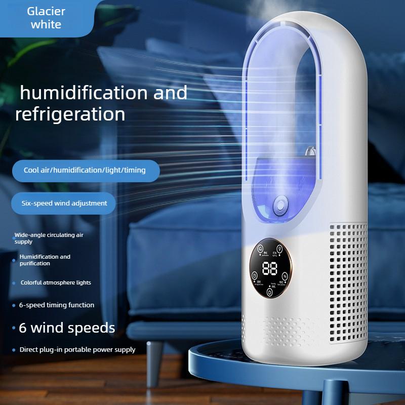 Portable Mini Air Conditioner USB Air Cooler Fan Bladeless 6 Speed Silent Cooling Fan with Timer Desktop Personal Space Cooler