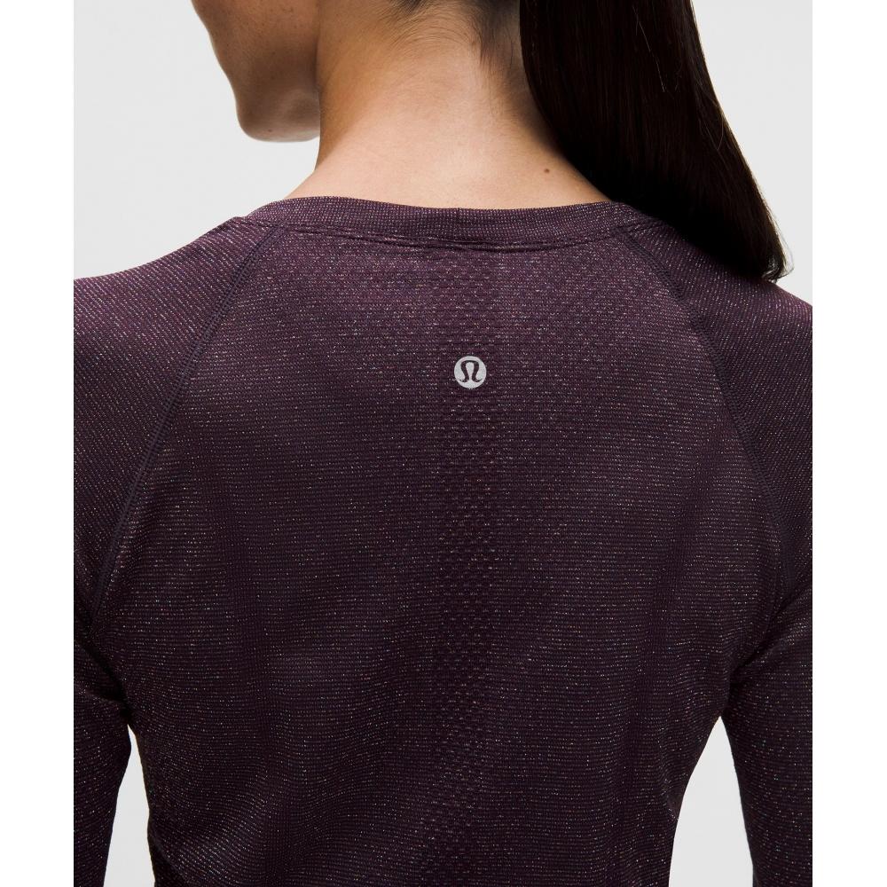 Lululemon Swiftly Tech Long Sleeve Shirt 2.0 Hip Length Sparkle Black Plum Rainbow Lurex