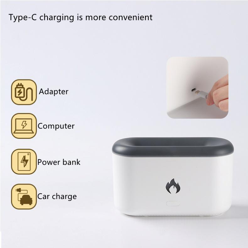 Flame Aroma Diffuser Humidifier with Night Light - Ideal Creative Gift for Home, Bedroom, Family, and Friends.