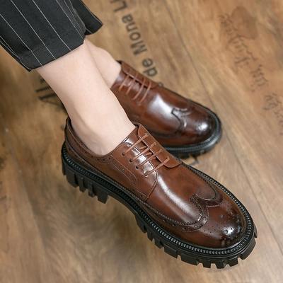 Mode Frühling Herren Formell Business Dicksohlige Schnür-Oxford-Schuhe Luxus Herren Kleiderschuhe Herren Casual Leder Hochzeitsparty Slipper