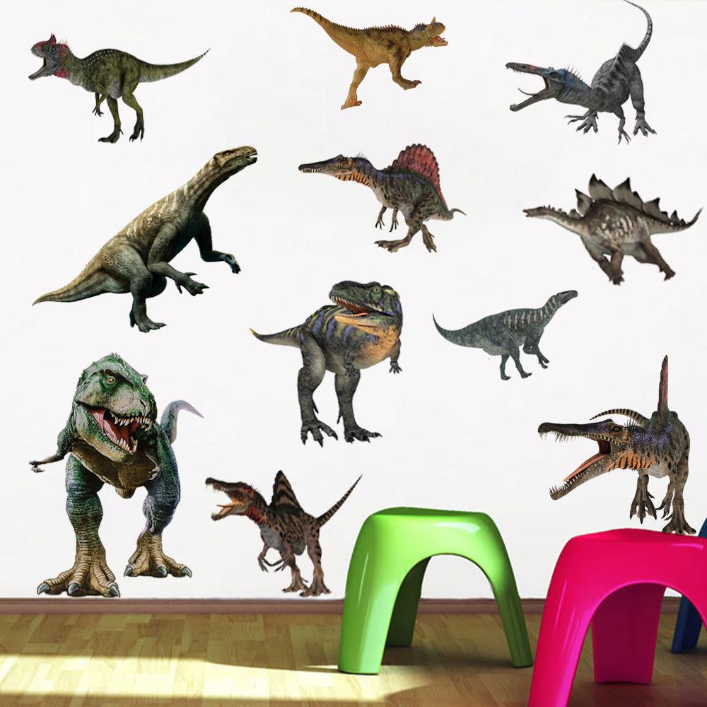 Cartoon-Jurassic-Dinosaurier-Wandaufkleber für Wohnzimmer, Kinderspielzimmer, Schlafzimmer, Dekoration, Wandkunst-Aufkleber