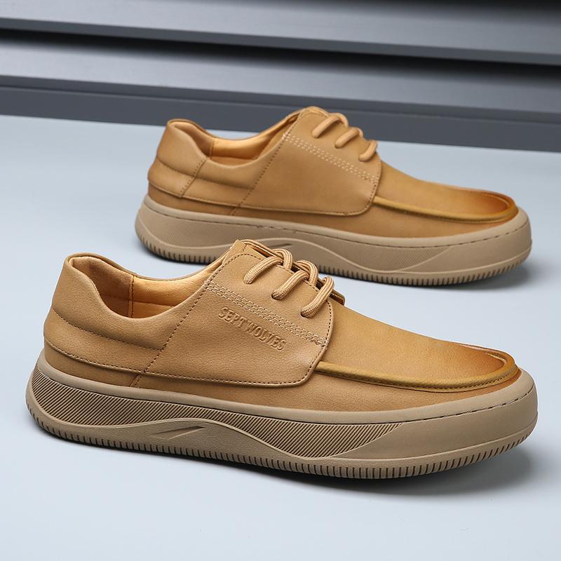 Fashion Luxury Casual Leather Men Business Overalls Shoes Fashion Outdoor Designer Thick Sole Walking Shoes New Men Oxford Casual Shoes