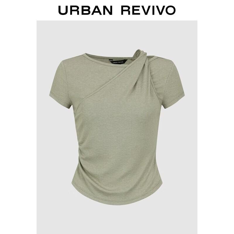UR2026 Women s Ruched Twist Boat Neck Short Sleeve T-shirt XL