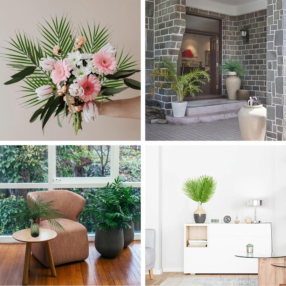 5pcs Plastic Artificial Green Palm Leaves DIY Artificial Leaves  Office Decor