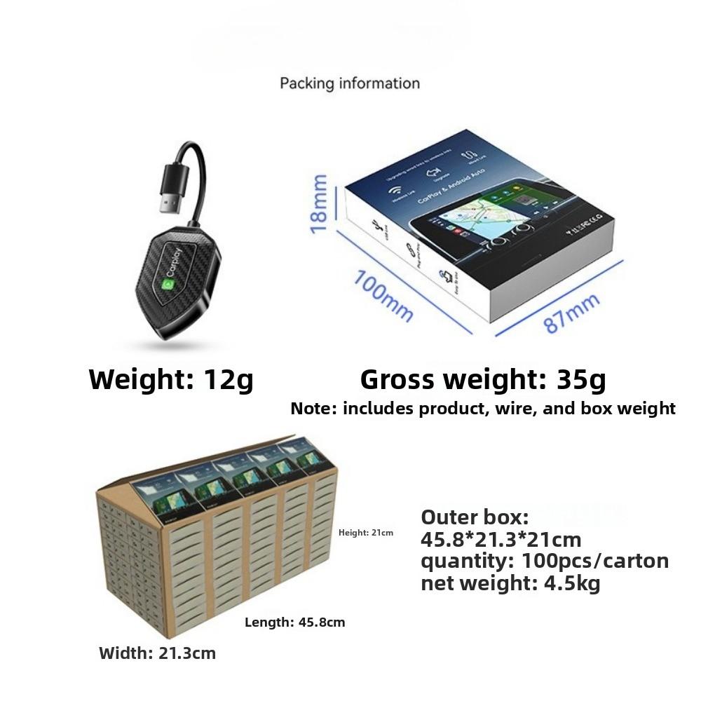 Wireless CarPlay Adapter Box Convert Wired to Wireless for Android Auto Smart Car Multimedia Module