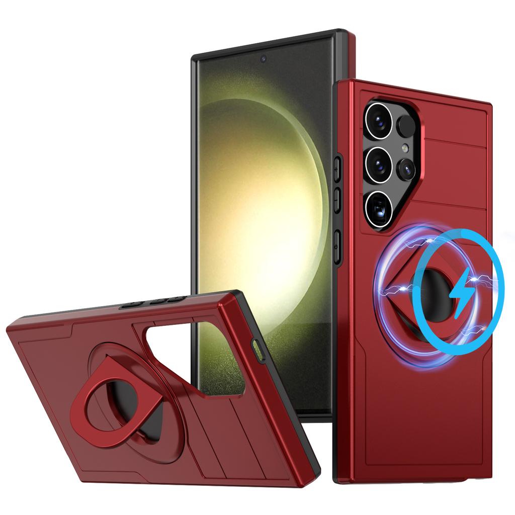 For Samsung Galaxy S25 Ultra Magnetic Case Ring Kickstand PC+TPU Phone Cover