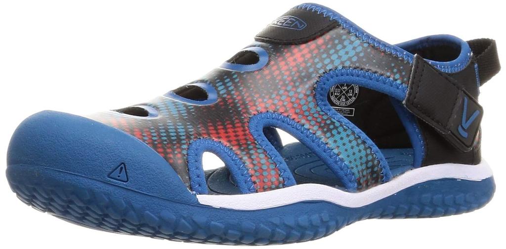 KEEN Kids' Stingray Sandals (Sizes 11.5-23.5cm), Lightweight, Camping Sandals for Boys and Girls, Black/Orange, Size 11.5cm