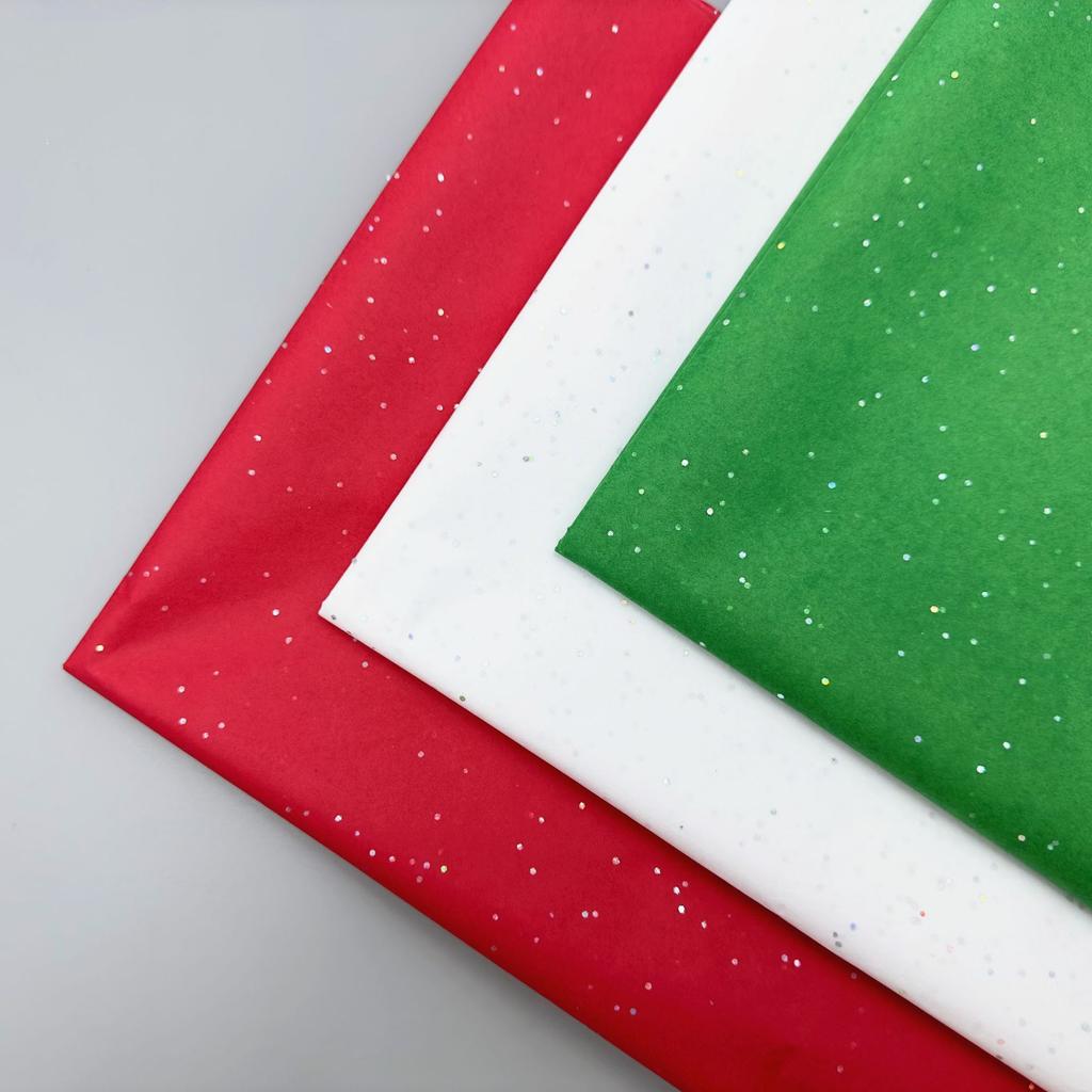 30 Sheets/Pack Sequins Tissue Papers Solid Color Christmas Tissue Papers Gift Wrapping Paper Christmas Bouquet Flower Wrap Paper
