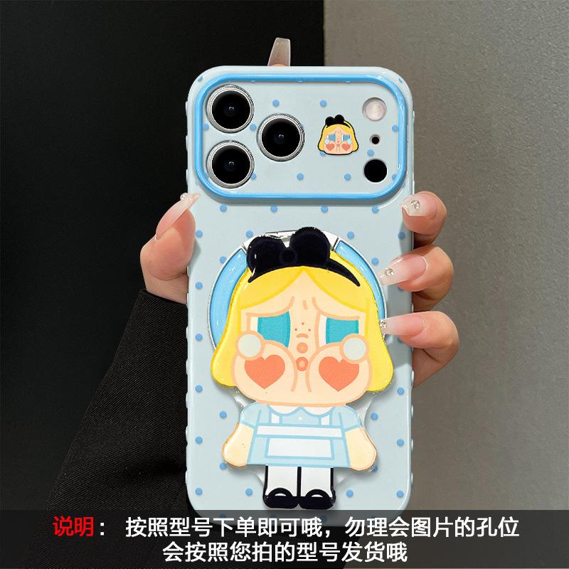 Applicable to Apple 11promax mobile phone case 11 cute cartoon iphone11 polka dot crying baby bracket 11 soft silicone
