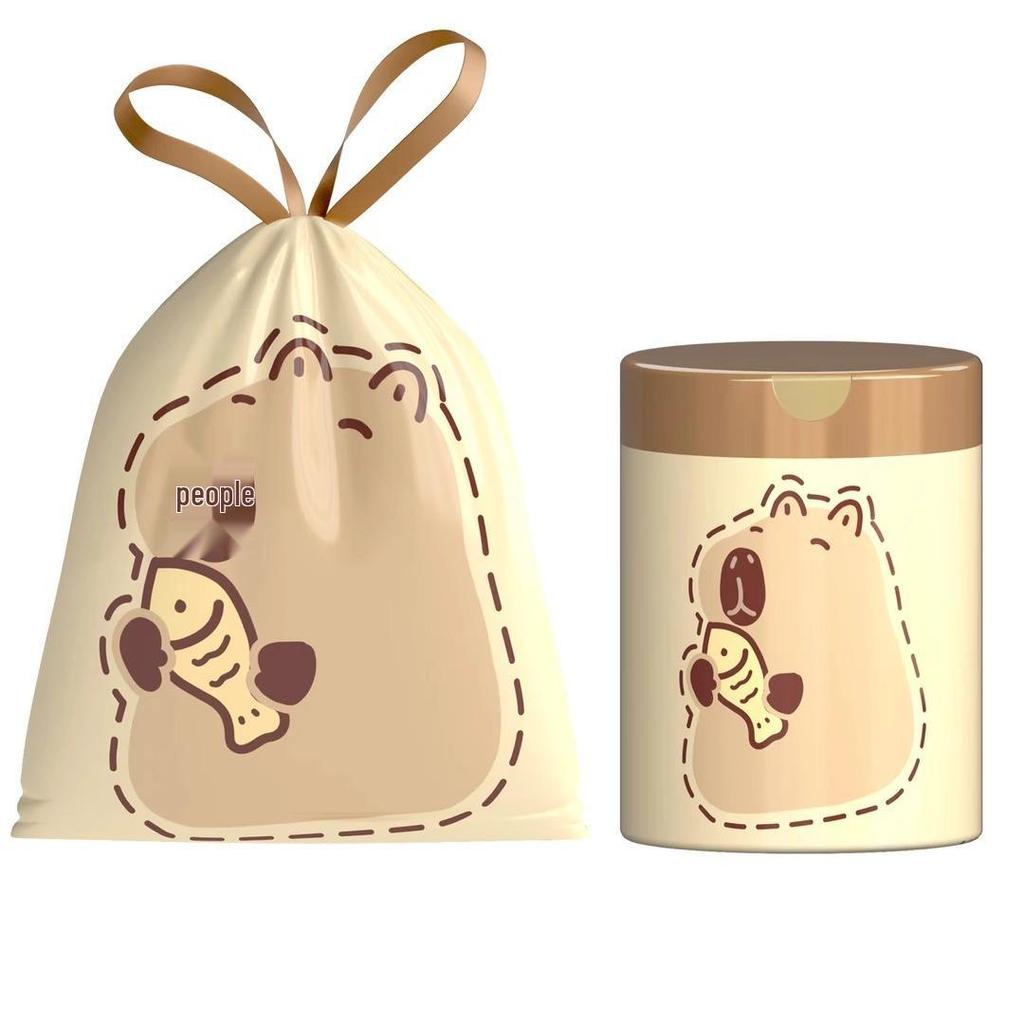 Pengyou Si Capybara Tear-Free Thickened Drawstring Privacy Trash Bags for Office & Kitchen