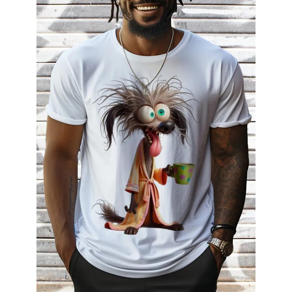 Sommer Herren Outdoor Freizeit Atmungsaktives T-Shirt Kurzarm Cartoon Tier 3D Gedrucktes Muster Groß Übergröße Locker Herren Kinder T-Shirt