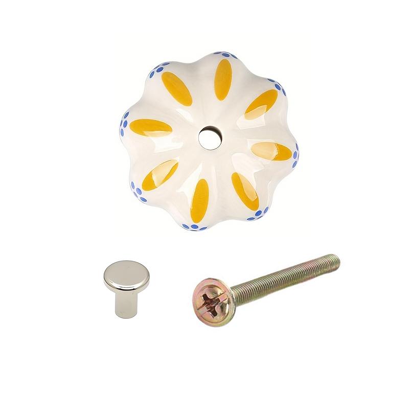 Retro European Style Cabinet Handle Wardrobe Ceramic Drawer Knobs Door Handle Circular Cupboard Pulls Floral Furniture Hardware