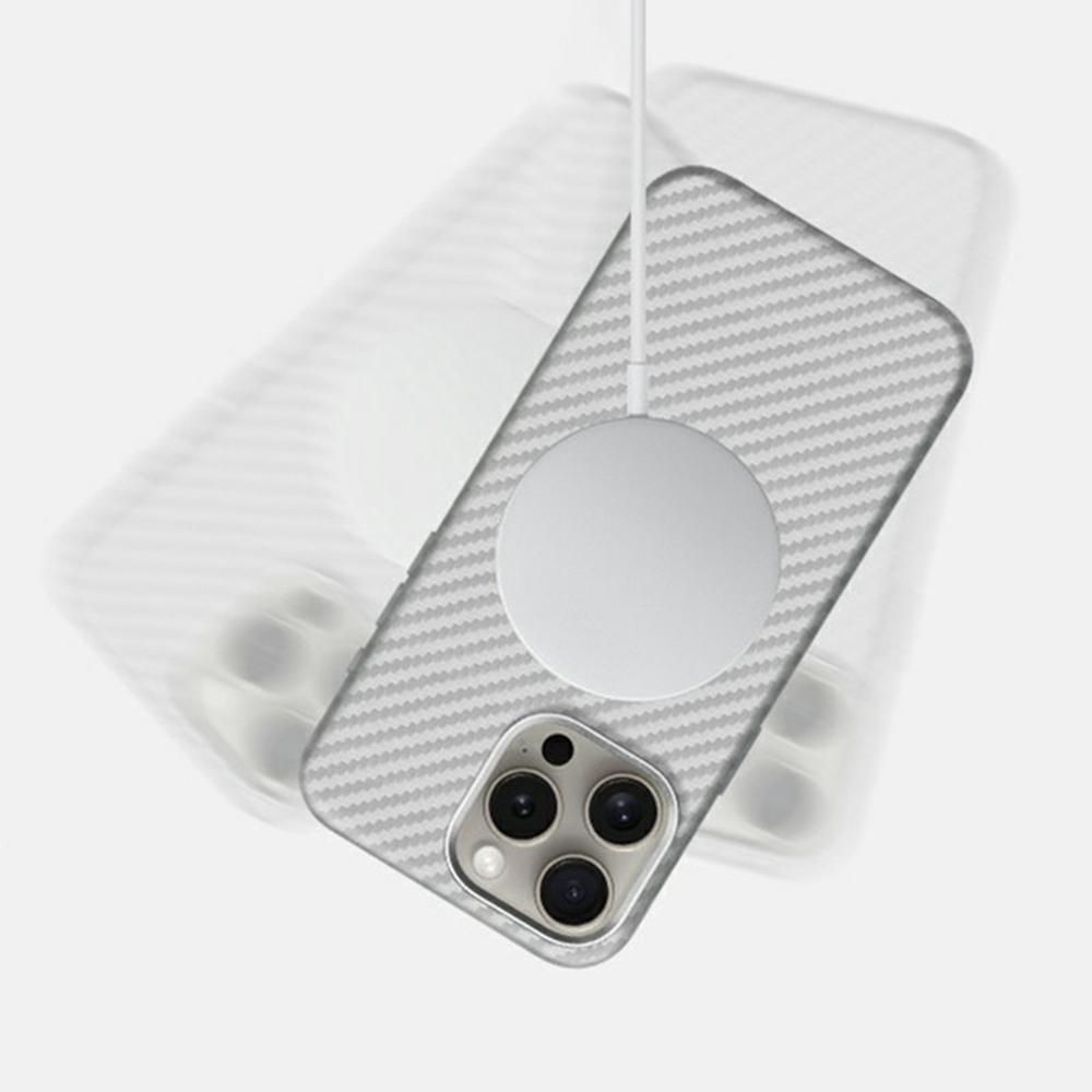 KZDOO Kryt pro iPhone 16 Pro Max Kompatibilní s MagSafe Textura uhlíkových vláken PU+PC Kryt na telefon