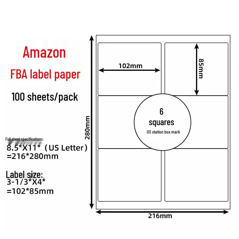 A4 Sticker Printing Paper with Pre-Cut Adhesive Labels, 100 Sheets/Pack