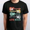 Let's Rock Electric Guitar Music T-SHIRT Sizes S M L XL XXL 3 4 XL Black White