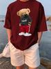 Sports Cartoon Bear Wearing Mask Prints TShirts Womens Summer Cotton Short Sleeve Tees ONeck Soft Loose Tops Casual Clothes