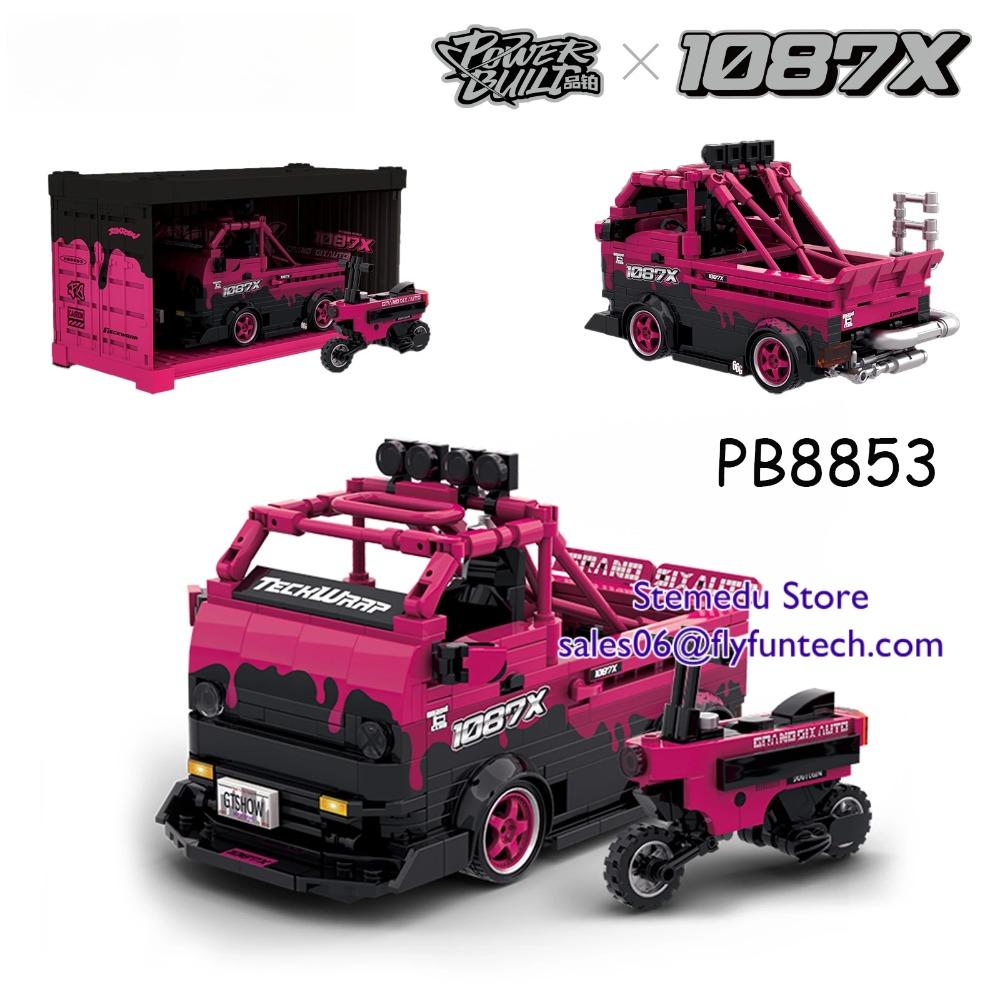 MOC PB8801-8849 Technischer Speed Champion MX5 Rennwagen Modell Wohnmobil Container Baustein Ziegelstein Montage Spielzeug Kinder Weihnachtsgeschenk