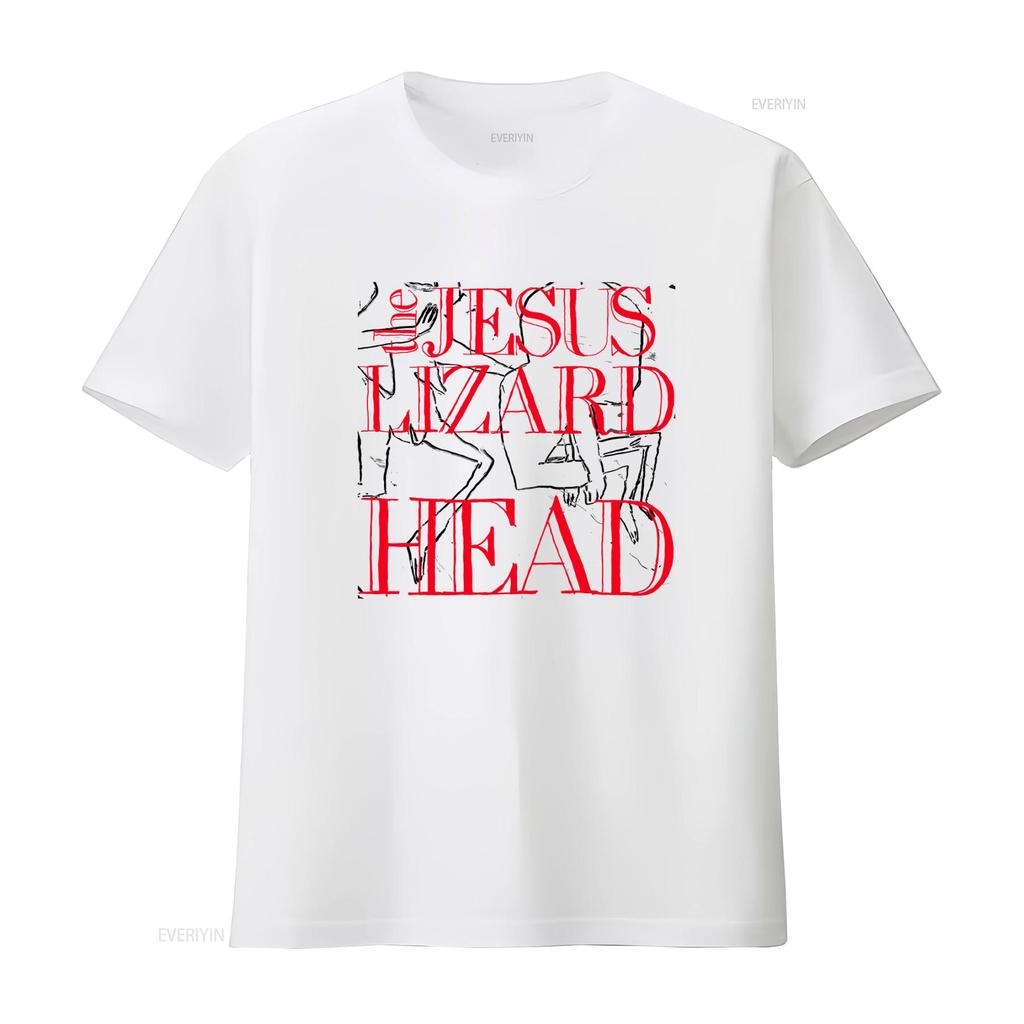 The Jesus Lizard Head Print T Shirt Post Hardcore Rock Band Style vintage Washed Casual Unisex Top For Everyday Wear Versatile