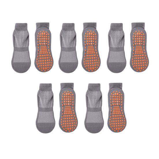 

5 пар взрослых массажных носков, противоскользящие хлопковые носки для батута, дышащие, эластичные, короткие носки для занятий йогой и спортом серый