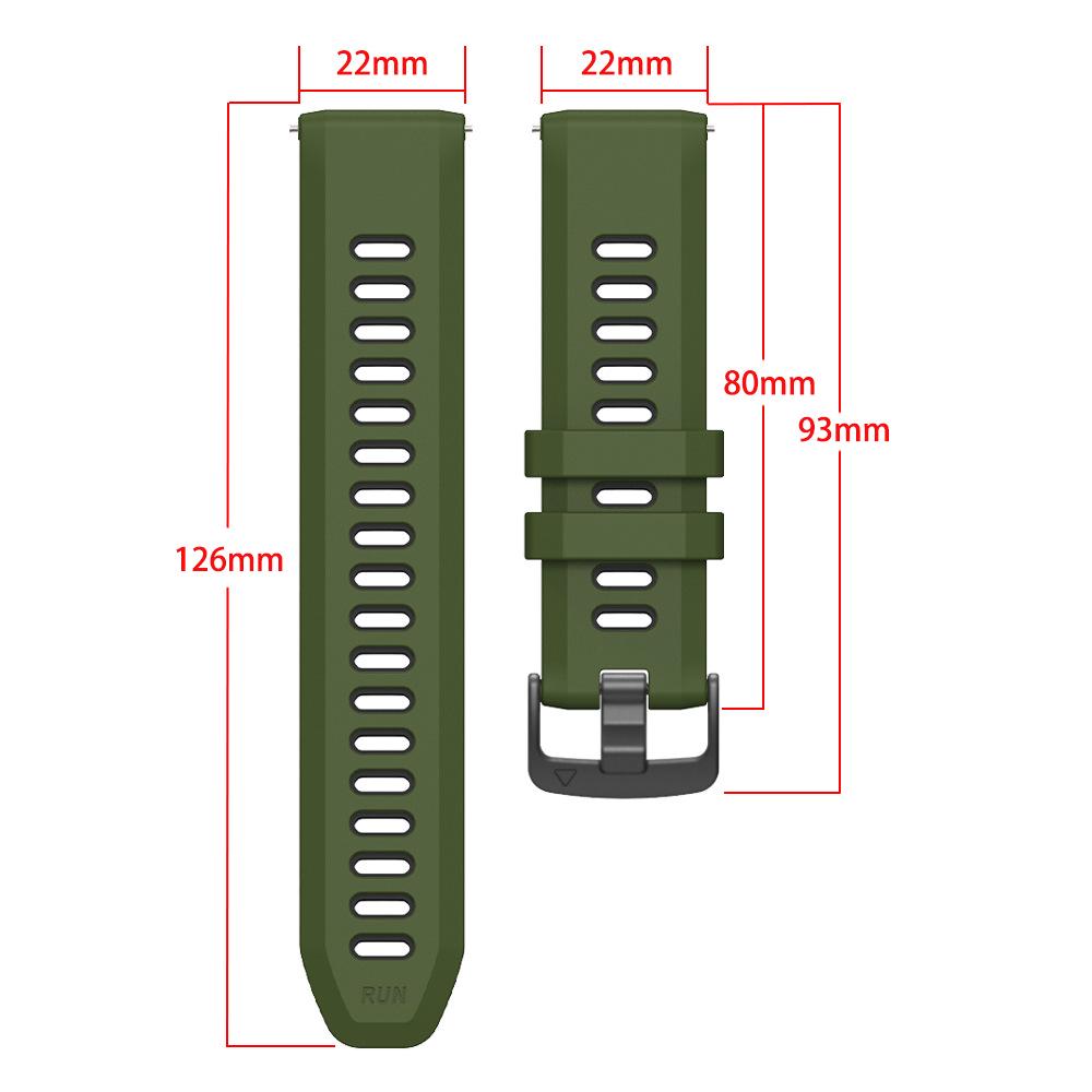 22mm Flat Head Silicone Watch Band for Garmin Forerunner 570, 47mm Two-Tone Strap