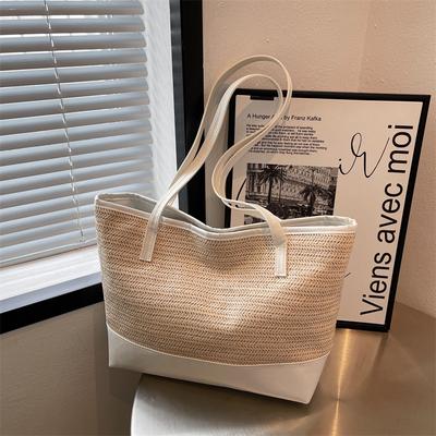 Lässige Strohtasche 2025 neu trendig große Kapazität Schulter tragbar trendig Damen große Tasche Einkaufstasche Tragetasche Damen