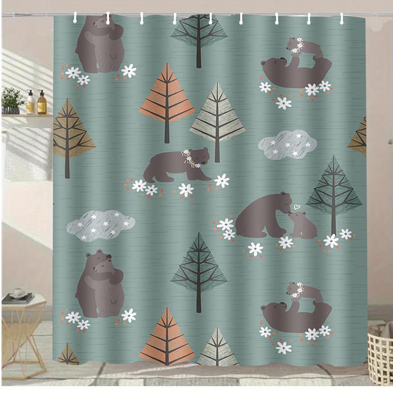 Simple Alpaca Washable Dirt-Resistant Shower Curtain Shower Head Waterproof Polyester Bath Curtain For Home Decor Accessories