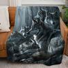 Wolf Pack Digital Printing Throw Blanket - Cool Wildlife Pattern Soft Lightweight Accent for Friends Gift Sofa Bed Travel Office