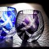 Handmade Edo Kiriko round Curved Rocks Glass Tumbler Colorful Japanese Style Whiskey Glasses with Gift Box for Cocktail Lovers