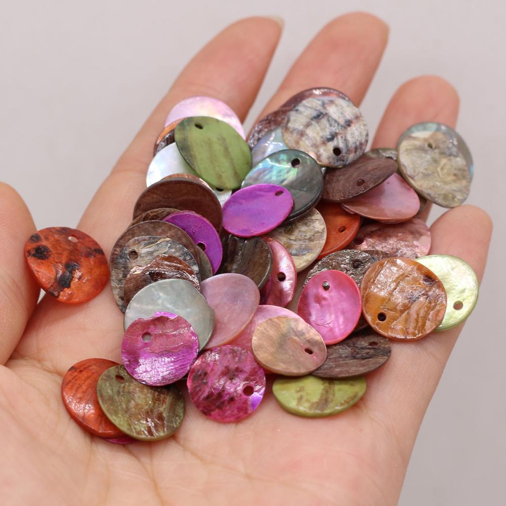 100Pcs/Pack Rounds Natural Shell Pendant with Hole,Handmade Thin Slices Shells Charms for Jewelry Making DIY Necklaces Any Other Accessories 15x15 mm
