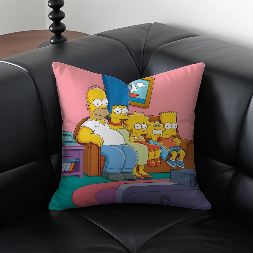 TThe Simpsons Cushion Cover Pillow Case Antidustmite Invisible Zipper Silky Plush Cushion
