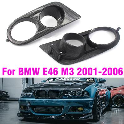 Front Bumper Grill Fog Light Cover Grille Trim For BMW E46 M3 2001-2006 Carbon Fiber Honeycomb Mesh