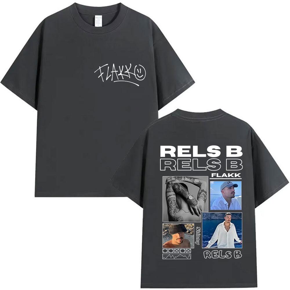 2025 Summer Rapper RELS B Thin Flakk Tour Fan Tshirt Male Hiphop Retro Cotton Shortsleeved Tshirt Clothing Top
