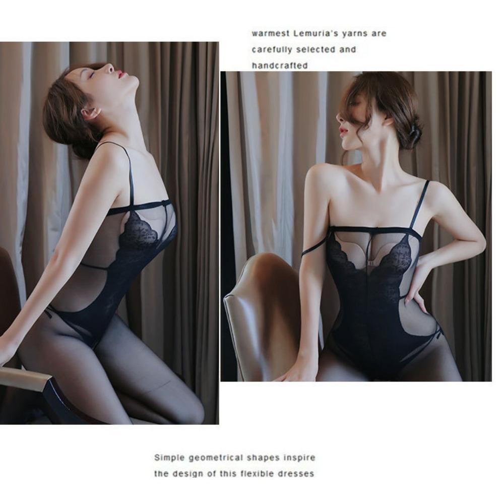 Sex Underwear Women's European and American Sexy Temptation Onesies Stockings Suspenders Onesies Hand-torn Stockings One Piece with Hair