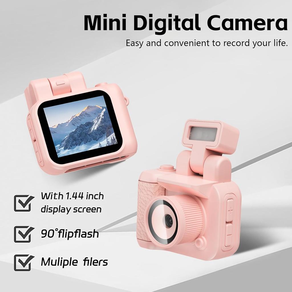 Mini Digital Camera Keychina Camera 1080P HD Video Recorder 1.44" Display Screen Micro Camera Flippable Flash Muliple Filers