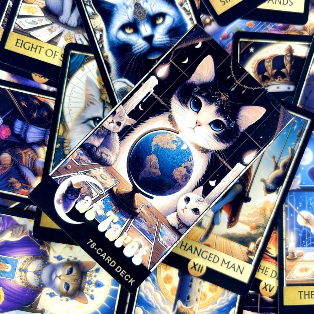 Cat Tarot Cards A 78 Deck English Version Board Games Cards Selfcare for Tarot Readings Easy Deck Fortune Telling Playing Cards