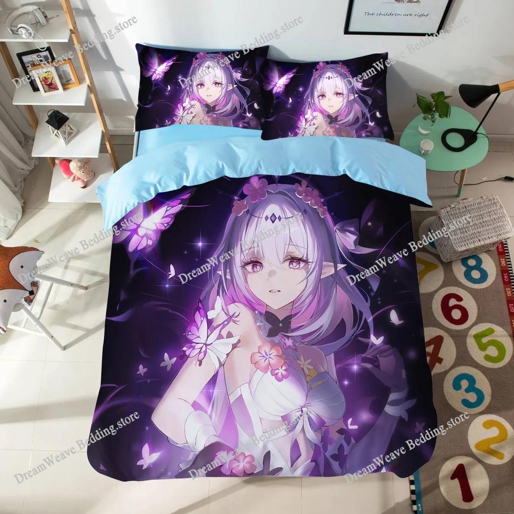 Anime Cartoon Pattern Duvet Cover Set Honkai Star Rail Bedding Set Singletwin Size Dormitory Decor Bedroom Decor for Teen