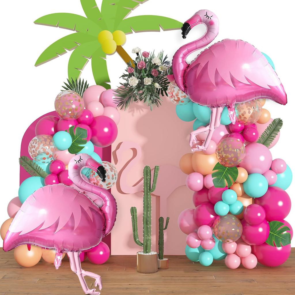 2pcs Large Pink Flamingo Polyester Aluminum Foil Balloons Hawaiian Parties Birthday Parties Baby Showers Festive Party Supplies 5