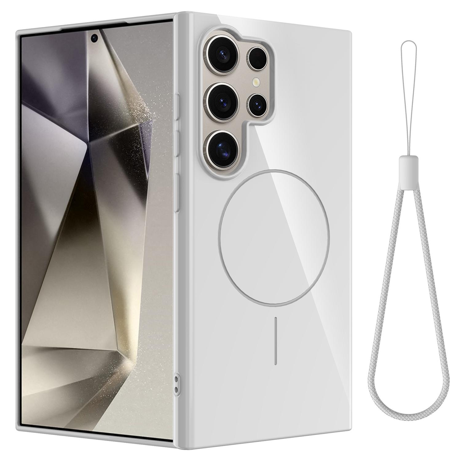 

Для Samsung Galaxy S24 Ultra Магнитный чехол Совместимый с MagSafe TPU Задняя крышка телефона со шнурком White